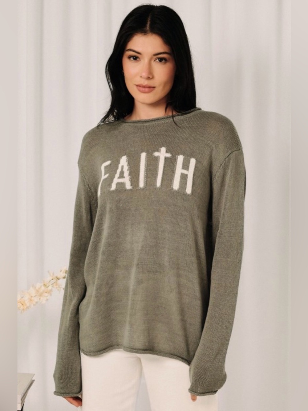 Faith Knit Sweater - Olive Green